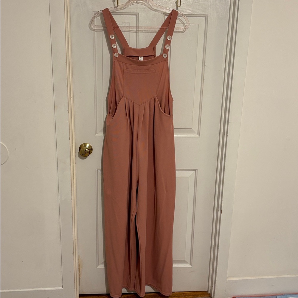 Halara Rose Tan (Pink) Waffle Textured Overalls